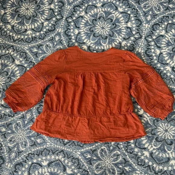 Cato Brown Blouse with Puff Sleeves and Relaxed Fit - Picture 3 of 3